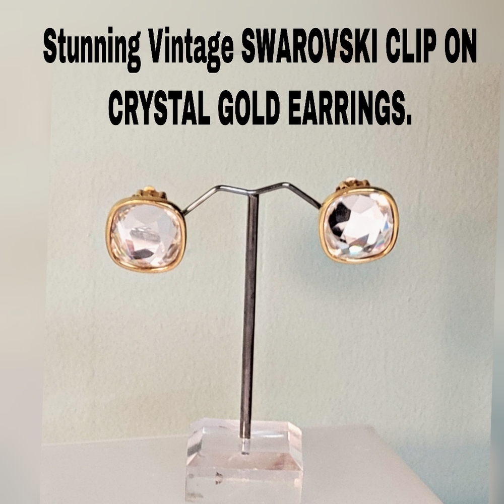 SWAROVSKI AMERICA "Sal" LTD. GOLD-TONE COSTUME JEWELRY CLIP-ON EARRINGS Rare!! - Picture 3 of 10